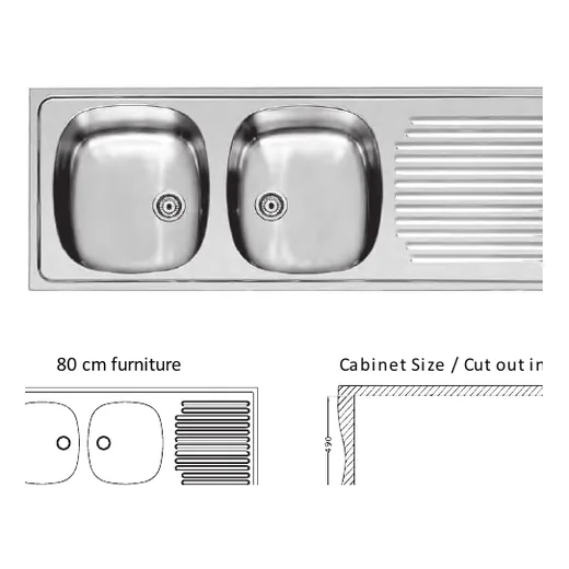 Double-Bowl Sink with Drainer — Ares
